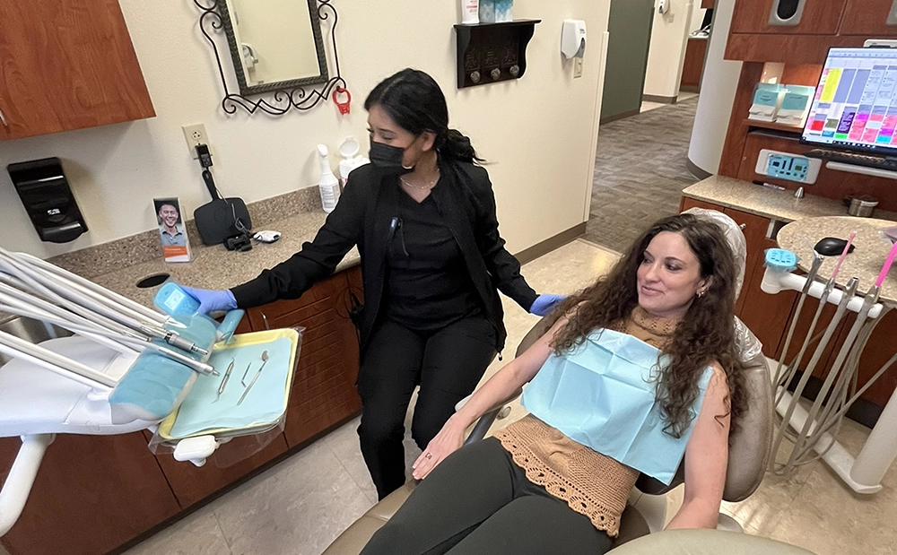 A patient receiving gentle, comfortable care in the treatment chair
